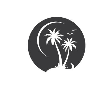 Yaz ve seyahat logosu vektör illüstrasyon palmiye ağacı simgesi