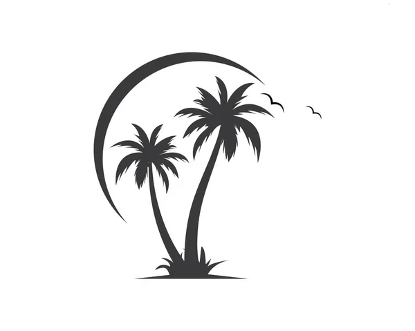 Palm boompictogram van de zomer en reizen logo vector illustratie — Stockvector