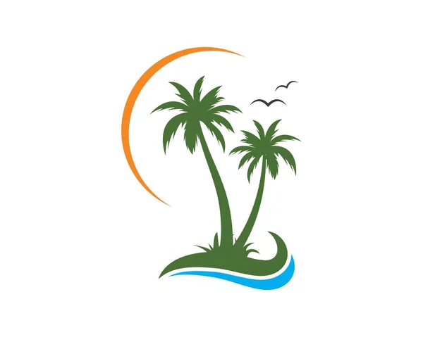 Yaz ve seyahat logosu vektör illüstrasyon palmiye ağacı simgesi — Stok Vektör