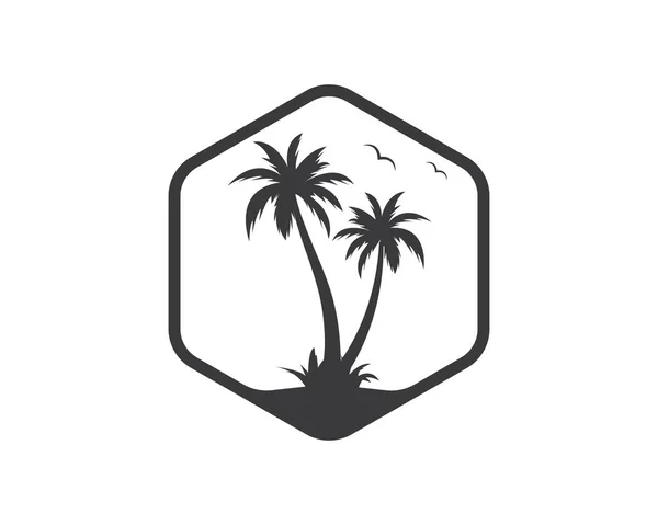 Icono de palmera de verano y el logotipo de viaje ilustración vectorial — Vector de stock