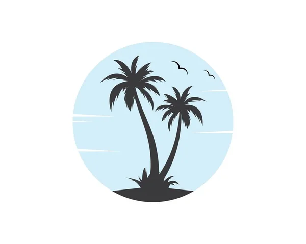 Palm boompictogram van de zomer en reizen logo vector illustratie — Stockvector