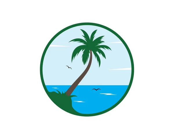 Icono de palmera de verano y el logotipo de viaje ilustración vectorial — Vector de stock