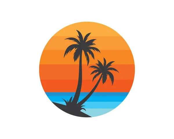 Palm boompictogram van de zomer en reizen logo vector illustratie — Stockvector