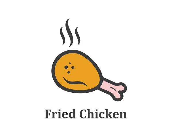 Kızarmış tavuk simgesi logo illüstrasyon — Stok Vektör