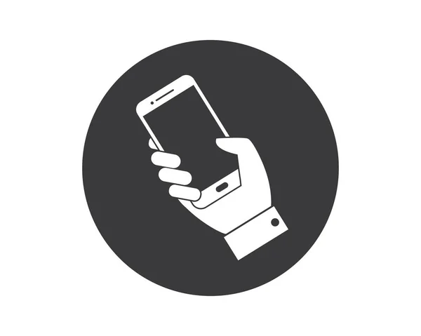 Smartphone in der Hand Logo Symbol Vektor Illustration Design — Stockvektor