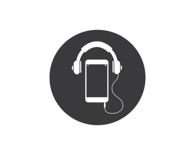 kulaklık simgesi illüstrasyon vektör ile akıllı telefonda müzik çalma