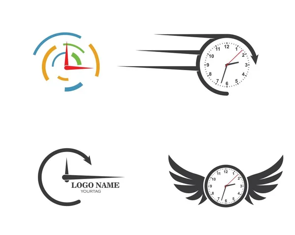 Rápido en el tiempo logotipo icono ilustración vector de diseño — Archivo Imágenes Vectoriales
