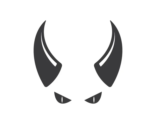 Diable cornes logo icône vecteur illustration conception — Image vectorielle