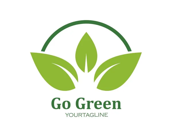 Vert feuille écologie élément nature vecteur icône de aller vert — Image vectorielle