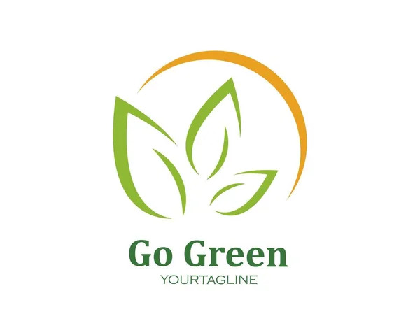 Vert feuille écologie élément nature vecteur icône de aller vert — Image vectorielle