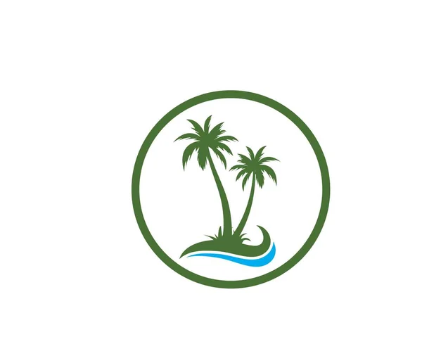 Palm Tree Icon av sommar och Travel logo vektor illustration — Stock vektor