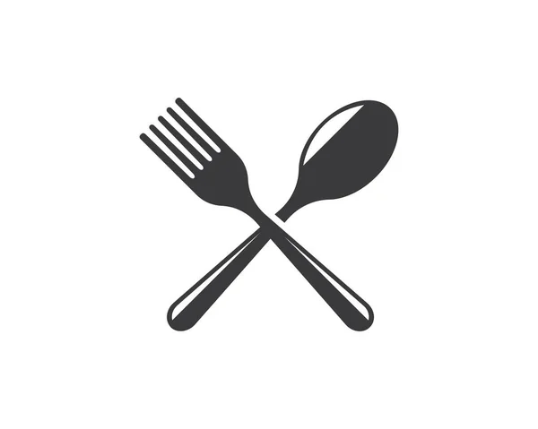 Tenedor, cuchara logo vector ilustración — Vector de stock