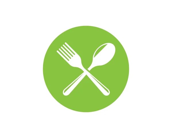 Tenedor, cuchara logo vector ilustración — Vector de stock