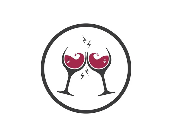 ワイングラスロゴアイコンベクトルイラストデザイン — ストックベクタ
