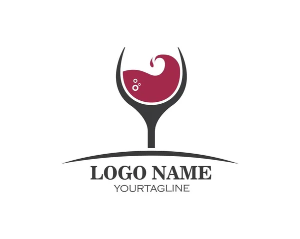 Vinho vidro logotipo ícone vetor ilustração design — Vetor de Stock