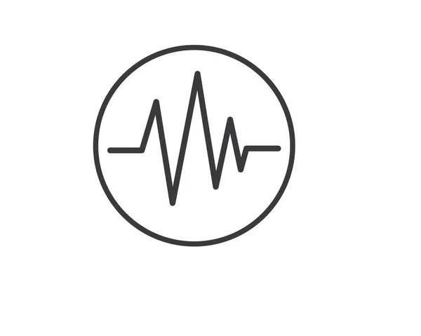 Linha de pulso, equalizador e ilustração de efeito sonoro logo vetor ico — Vetor de Stock