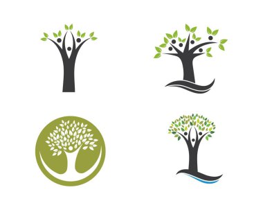 Aile ağacı logo şablonu vektör çizim