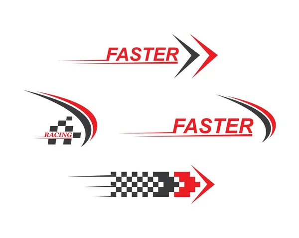 Icône du logo de vitesse plus rapide du concept de course automobile — Image vectorielle