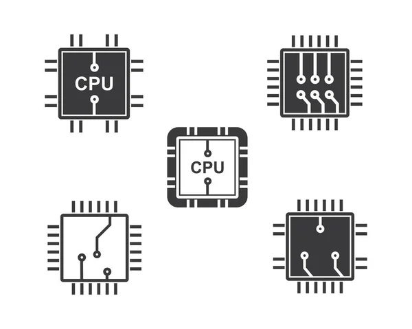 Linea del circuito stampato, cpu, chip icona logo illustrazione vettoriale — Vettoriale Stock