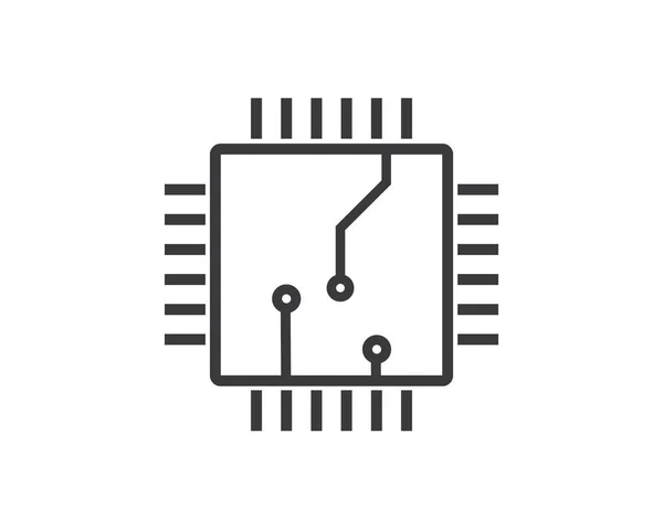 Línea de placa de circuito, cpu, chip icono logotipo ilustración vector — Archivo Imágenes Vectoriales