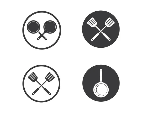 Spachtel und Pfanne Logo Symbol des Kochens und Kithen Vektor — Stockvektor