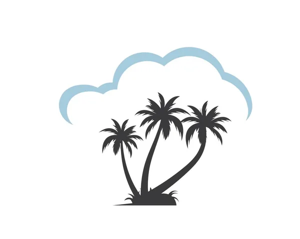 Pálmafa ikon a nyári és utazási logo vektor illusztráció — Stock Vector