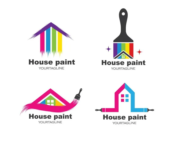 ev, bulding boya logosu simgesi vektör illüstrasyon