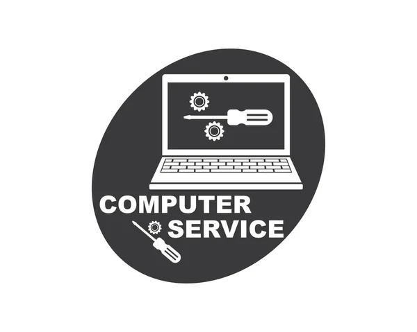 Serviço de computador e reparação logotipo ícone vetor ilustração —  Vetores de Stock