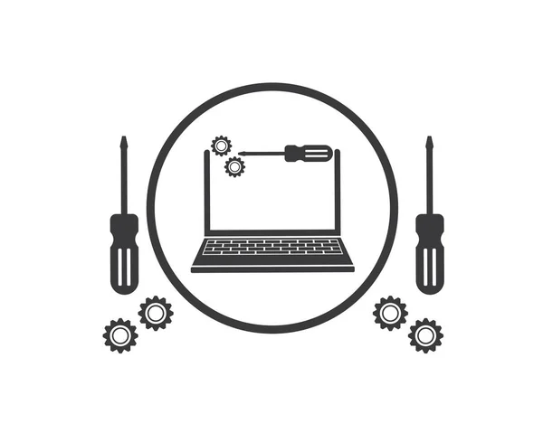 Computer service and repair logo icon vector illustration — Stock Vector