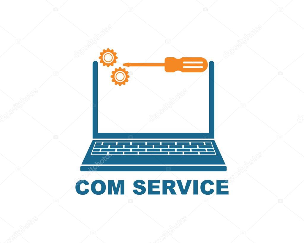 Computer service and repair logo icon vector illustration design
