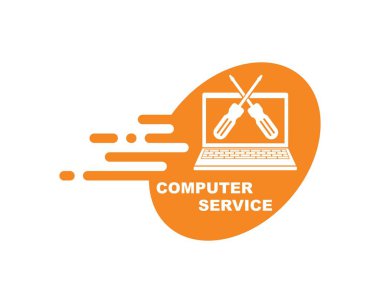 bilgisayar servisi ve onarım logosu simgesi vektör illüstrasyon