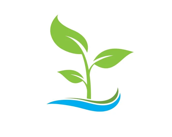緑の葉の生態自然要素ベクトルのロゴ — ストックベクタ