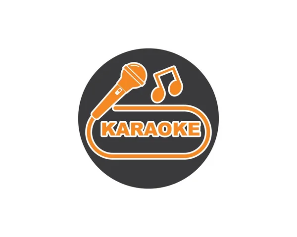 Icône de microphone logo de karaoké et illustration vectorielle musicale — Image vectorielle