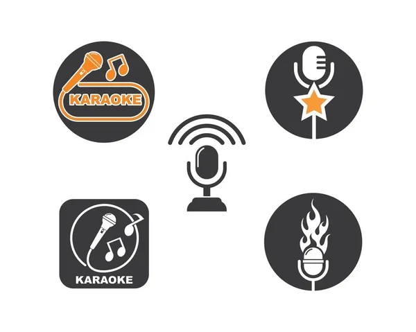 Karaoke ve müzikal vektör illüstrasyon mikrofon simgesi logosu — Stok Vektör
