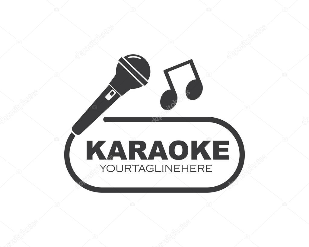 microphone icon logo of karaoke and musical vector illustration 