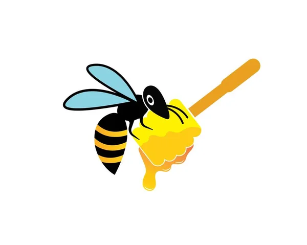 Honey Bee logo typ mall vektor ikon Illustration — Stock vektor