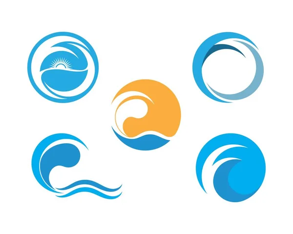 Vízhullám szimbólum és ikon logó sablon — Stock Vector