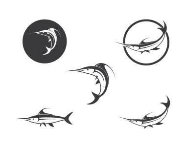 mavi marlin balık simgesi logo illüstrasyon