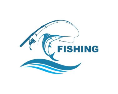 balıkçılık logo simge rozeti vektör illüstrasyon