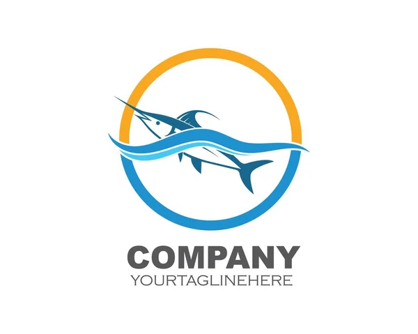 Bleu marlin poisson icône logo illustration — Image vectorielle