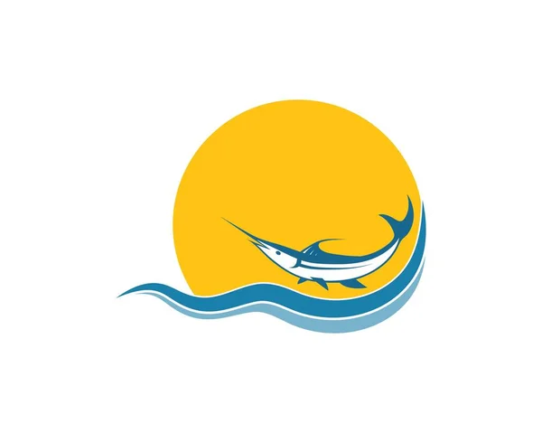 Azul marlin ícone de peixe logotipo ilustração — Vetor de Stock