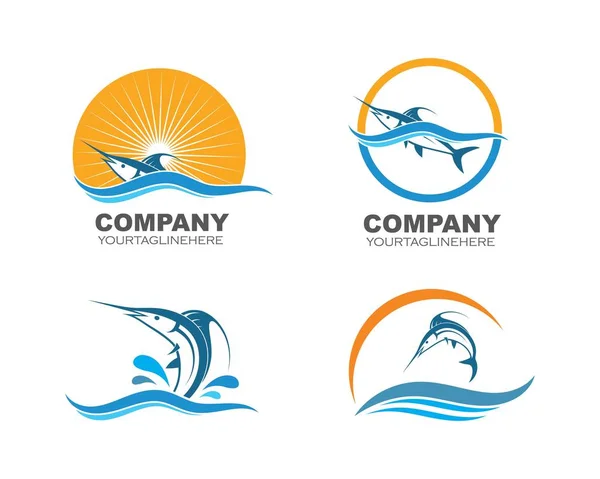 Kék marlin hal ikon logo illusztráció — Stock Vector