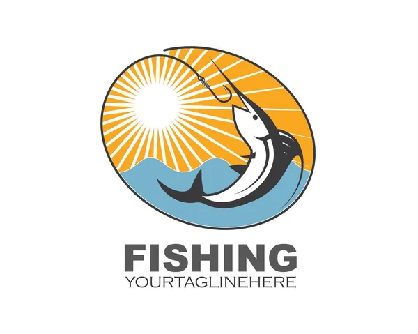 Logotipo da pesca ícone emblema vetor ilustração — Vetor de Stock