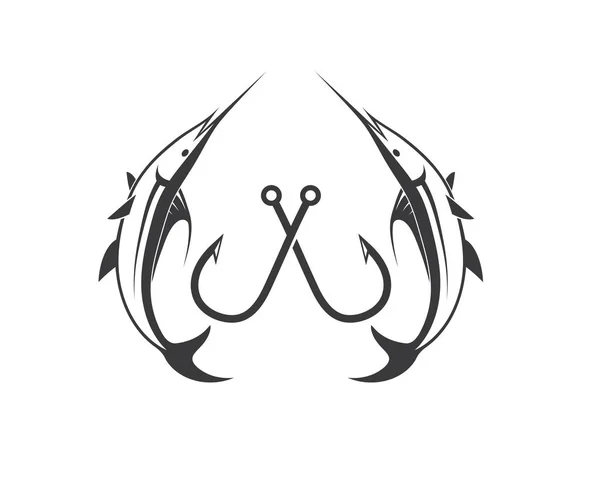 Visserij logo pictogram badge vector illustratie — Stockvector