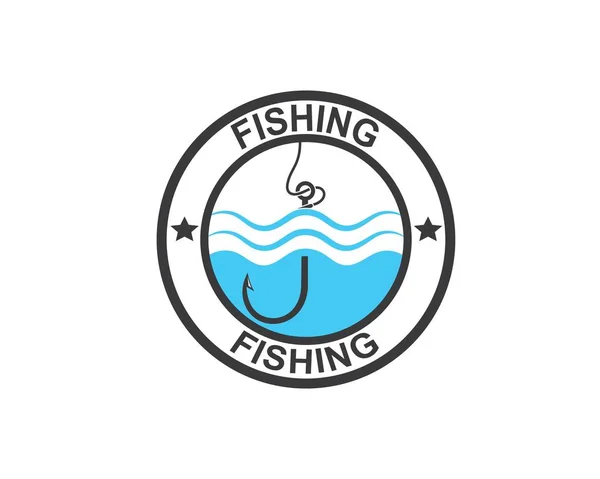 Ícone do logotipo do gancho da ilustração do vetor de pesca — Vetor de Stock