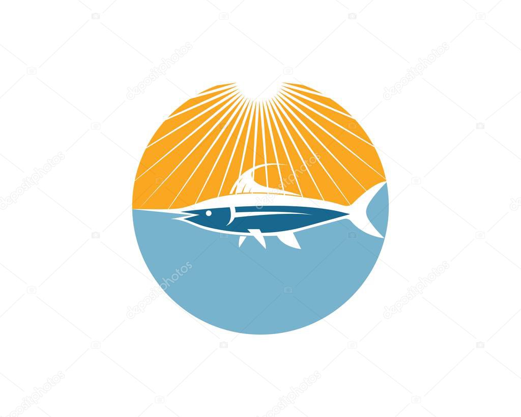 blue marlin fish icon logo illustration