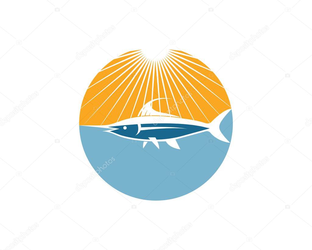 Blue marlin fish icon logo illustration vector