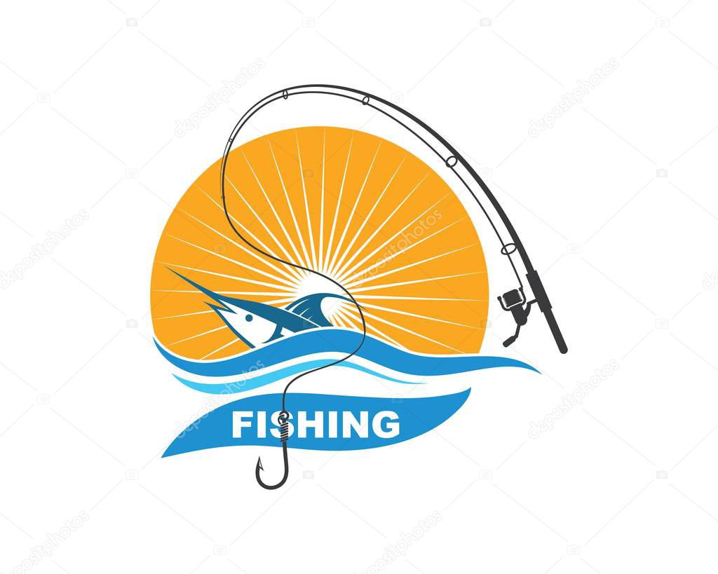 fishing logo icon badge vector illustration