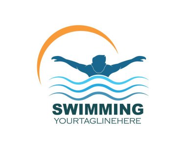 yüzme simgesi logo vektör illüstrasyon tasarımı
