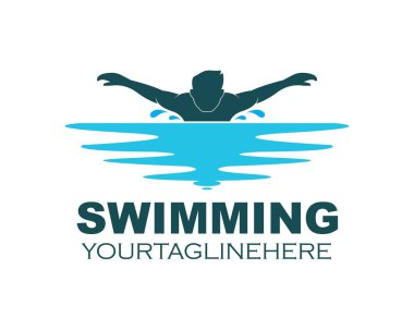 yüzme simgesi logo vektör illüstrasyon tasarımı